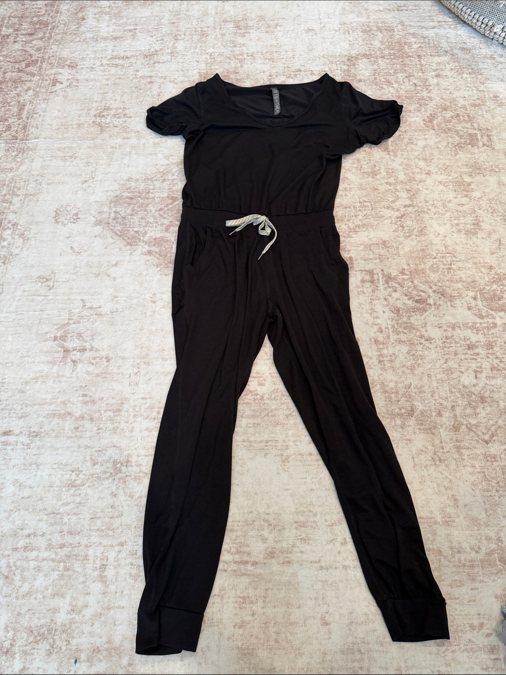 Vuori Black Short Sleeve Jumpsuit with Drawstring